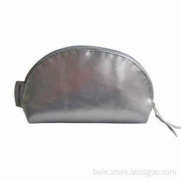 Half Moon Shaped Cosmetic Bag Made of Metallic PVC,Suitable for Promotional and Gift